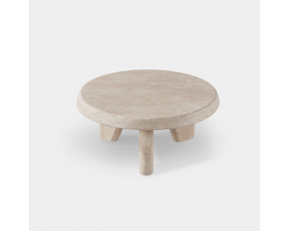 Harbour Lucca Round Coffee Table 33" - Travertine Natural