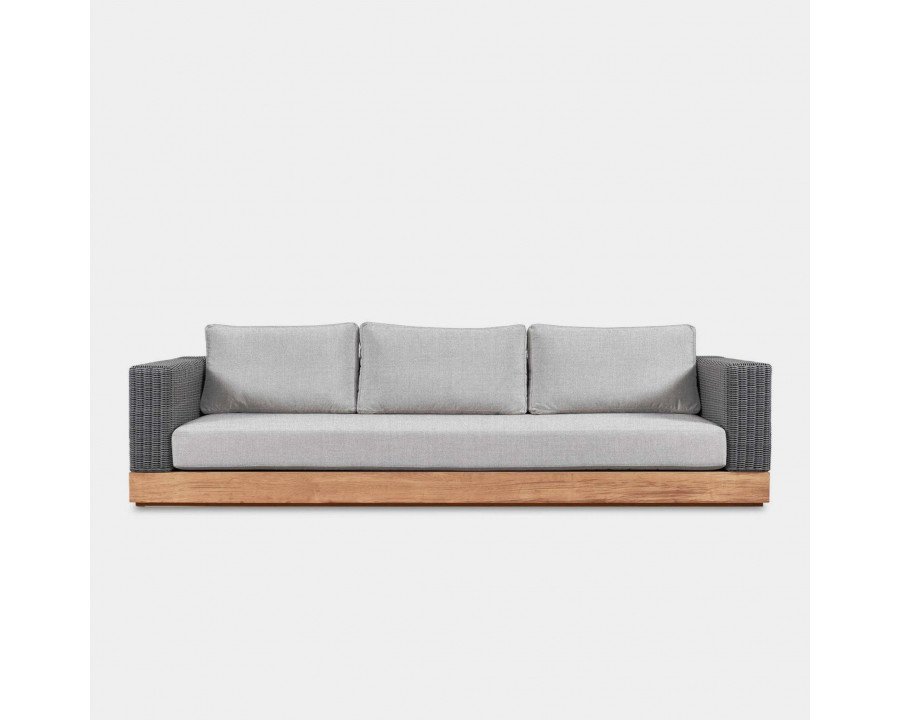 Harbour Malabar 3 Seat Sofa - Teak Natural, Lisos Grafito, Wicker Gray