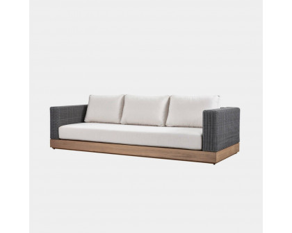 Harbour Malabar 3 Seat Sofa - Teak Natural, Lisos Grafito, Wicker Gray