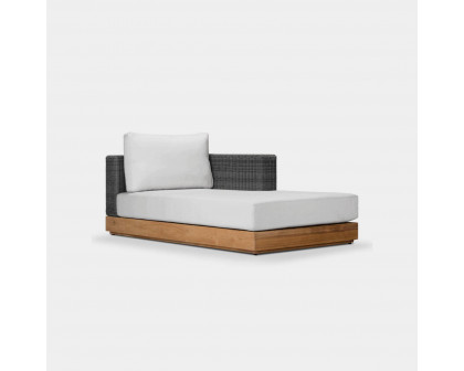 Harbour Malabar Chaise Right - Teak Natural, Lisos Grafito, Wicker Gray