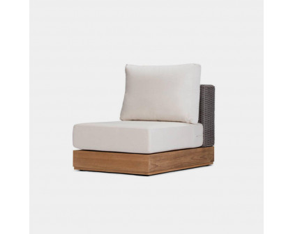 Harbour Malabar Armless Single - Teak Natural, Panama Blanco, Wicker Gray