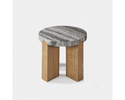 Harbour Marcello Round Side Table - Oak Honey Gray