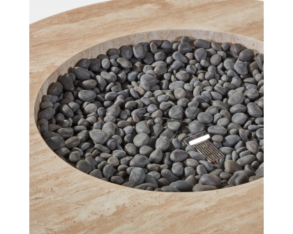 Harbour Mason Round Fire Table - Travertine Natural