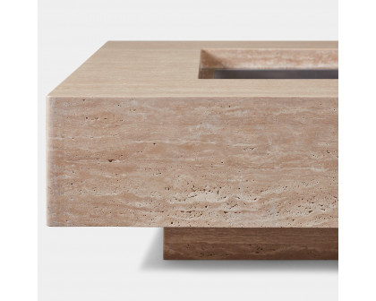 Harbour Mason Square Fire Table - Travertine Natural