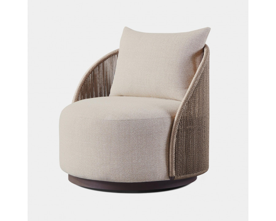 Harbour Milan Swivel Lounge Chair - Aluminum Bronze, Lisos Grafito, Twisted Rope Dune