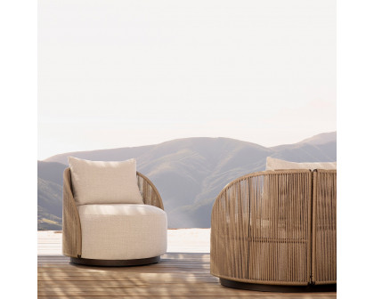 Harbour Milan Swivel Lounge Chair - Aluminum Bronze, Lisos Grafito, Twisted Rope Dune