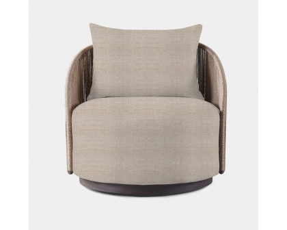 Harbour Milan Swivel Lounge Chair - Aluminum Bronze, Lisos Grafito, Twisted Rope Dune