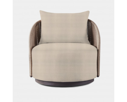 Harbour Milan Swivel Lounge Chair - Aluminum Bronze, Lisos Grafito, Twisted Rope Dune