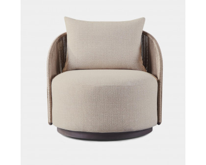 Harbour Milan Swivel Lounge Chair - Aluminum Bronze, Lisos Piedra, Twisted Rope Dune