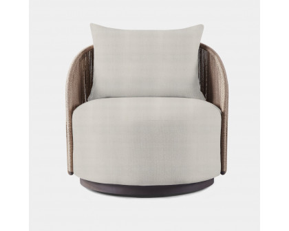 Harbour Milan Swivel Lounge Chair - Aluminum Bronze, Lisos Piedra, Twisted Rope Dune