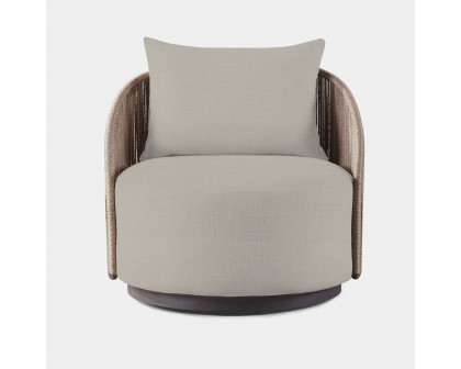 Harbour Milan Swivel Lounge Chair - Aluminum Bronze, Copacabana Sand, Twisted Rope Dune