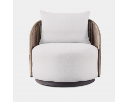 Harbour Milan Swivel Lounge Chair - Aluminum Bronze, Copacabana Sand, Twisted Rope Dune