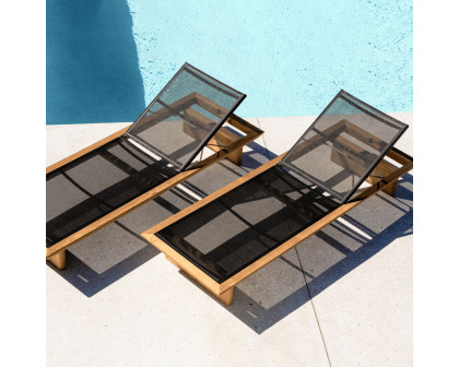 Harbour Mlb Sun Lounge - Teak Charcoal, Batyline Black