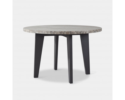 Harbour Mlb Aluminum Round Dining Table - Aluminum Asteroid, Travertine Dark Gray