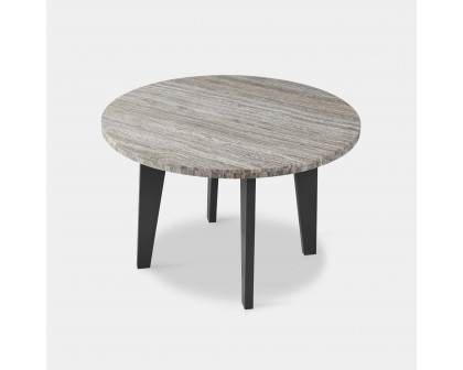 Harbour Mlb Aluminum Round Dining Table - Aluminum Asteroid, Travertine Dark Gray