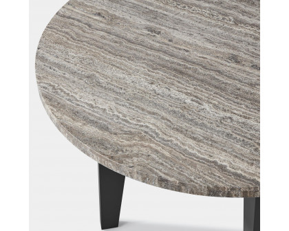 Harbour Mlb Aluminum Round Dining Table - Aluminum Asteroid, Travertine Dark Gray