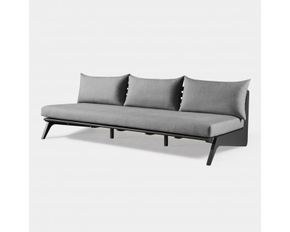 Harbour Mlb Aluminum 3 Seat Armless Sofa - Aluminum Asteroid, Lisos Grafito