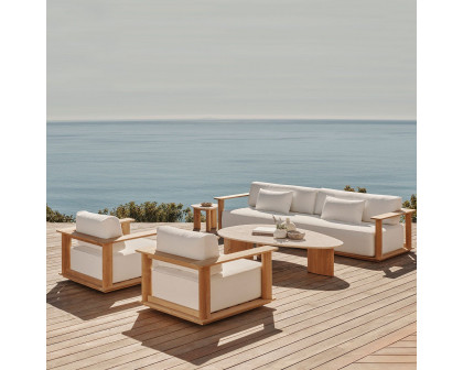 Harbour Newport 3 Seat Sofa - Teak Natural, Lisos Grafito, Batyline White