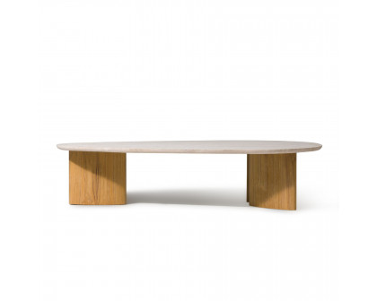 Harbour Newport Coffee Table - Teak Natural, Travertine Cream