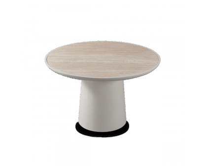 Harbour Nova Aluminum Round Dining Table 48" - Aluminum Asteroid, Travertine Dark Gray