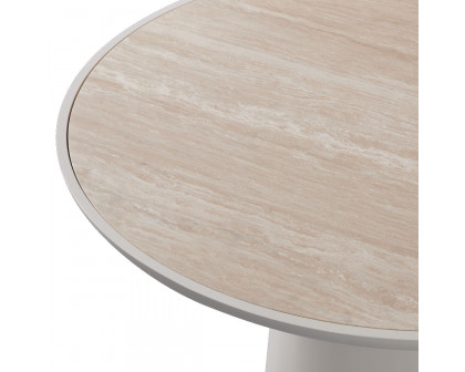 Harbour Nova Aluminum Round Dining Table 48" - Aluminum Asteroid, Travertine Dark Gray