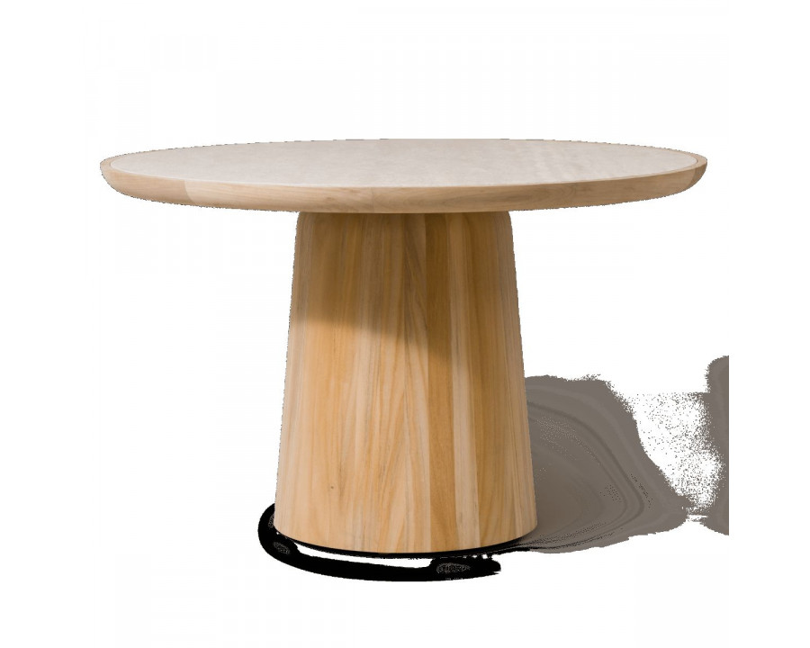 Harbour Nova Teak Round Dining Table 48" - Teak Natural, Travertine Cream