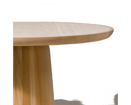 Harbour Nova Teak Round Dining Table 48" - Teak Natural, Travertine Cream