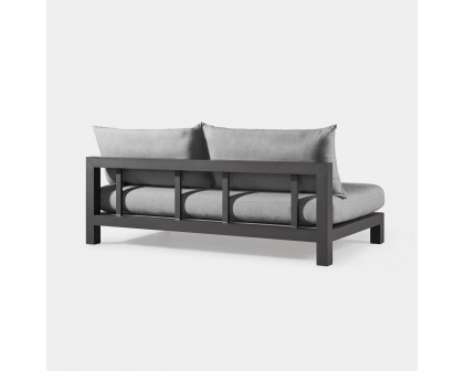 Harbour Pacific Aluminum 2 Seat Armless Sofa - Aluminum Asteroid, Siesta Indigo, Batyline Silver