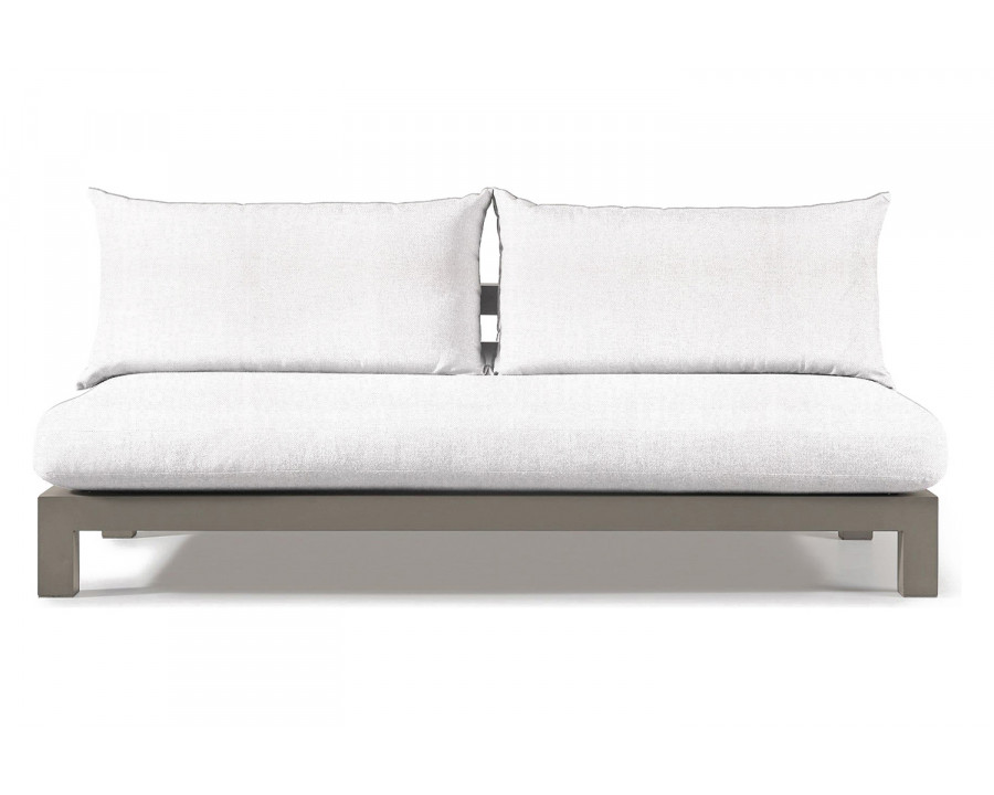 Harbour Pacific Aluminum 2 Seat Armless Sofa - Aluminum Taupe, Panama Blanco