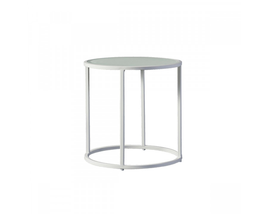 Harbour - Pace Round Side Table in Aluminum White, Marble White