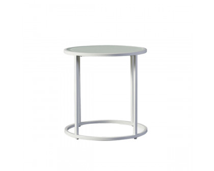 Harbour - Pace Round Side Table in Aluminum White, Marble White