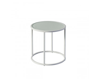 Harbour - Pace Round Side Table in Aluminum White, Marble White