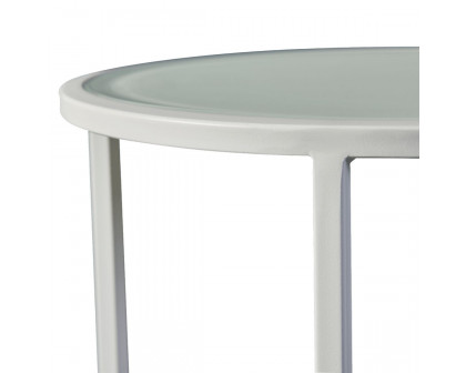 Harbour - Pace Round Side Table in Aluminum White, Marble White