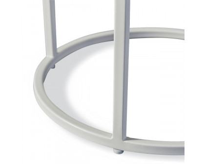 Harbour - Pace Round Side Table in Aluminum White, Marble White