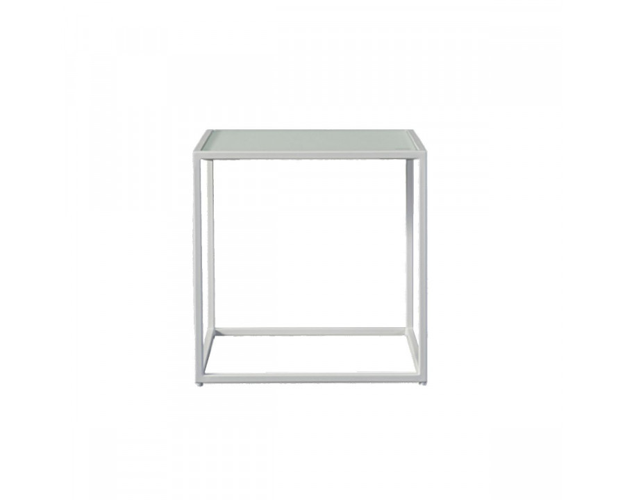 Harbour - Pace Square Side Table in Aluminum White, Marble White