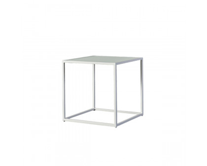 Harbour - Pace Square Side Table in Aluminum White, Marble White