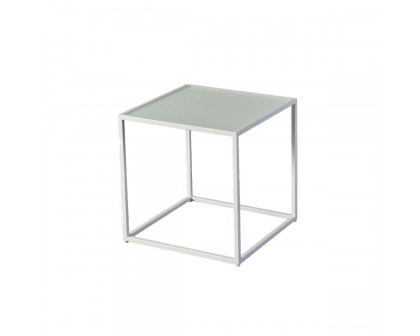 Harbour - Pace Square Side Table in Aluminum White, Marble White