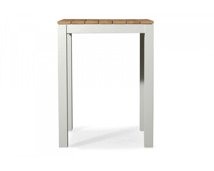 Harbour Pacific Square Bar Table - Aluminum White, Teak Natural