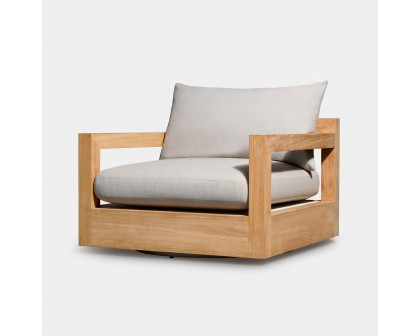 Harbour Pacific Swivel Lounge Chair - Teak Natural, Lisos Grafito, Batyline White