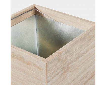 Harbour Stone Planter - 22" Square, Travertine Natural