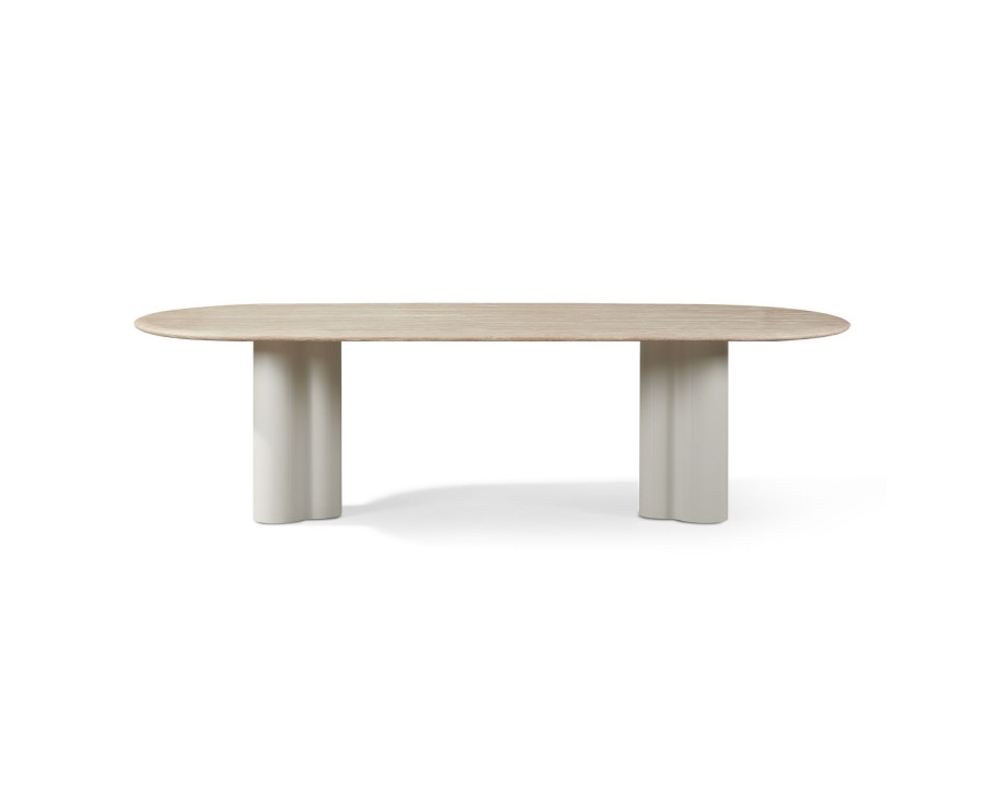 Harbour Porto Aluminum Pill Dining Table 108" - Aluminum Asteroid, Travertine Dark Gray