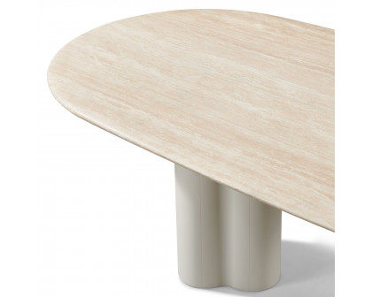 Harbour Porto Aluminum Pill Dining Table 108" - Aluminum Asteroid, Travertine Dark Gray