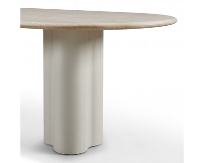 Harbour Porto Aluminum Pill Dining Table 108" - Aluminum Asteroid, Travertine Dark Gray