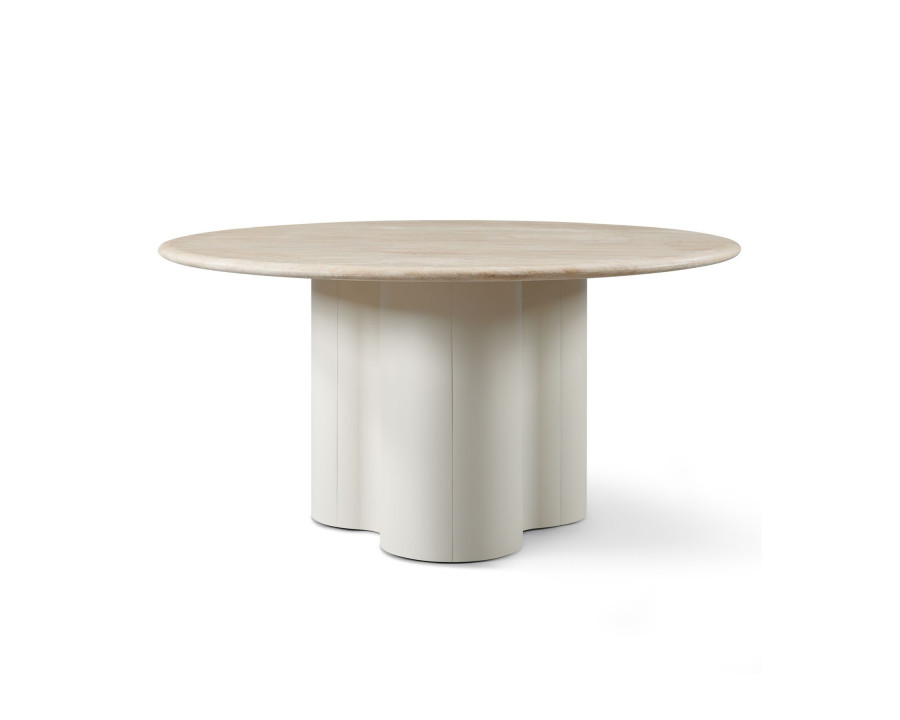 Harbour Porto Aluminum Round Dining Table 60" - Aluminum Asteroid, Travertine Dark Gray