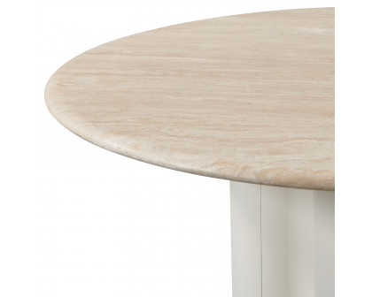 Harbour Porto Aluminum Round Dining Table 60" - Aluminum Asteroid, Travertine Dark Gray