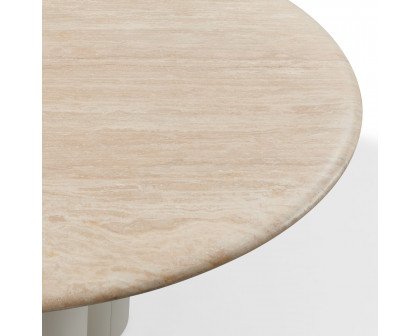 Harbour Porto Aluminum Round Dining Table 60" - Aluminum Asteroid, Travertine Dark Gray