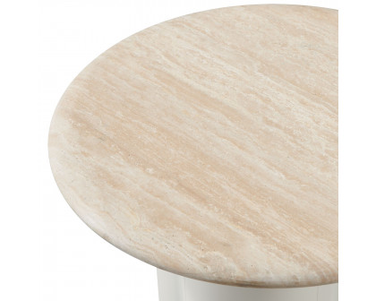 Harbour Porto Aluminum Round Side Table 22" - Aluminum Asteroid, Travertine Dark Gray