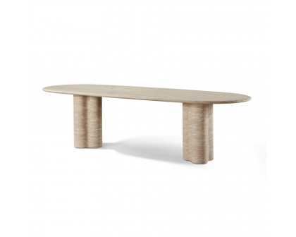 Harbour Porto Travertine Pill Dining Table 108" - Travertine Natural