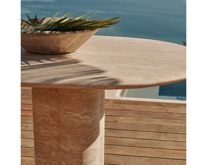 Harbour Porto Travertine Pill Dining Table 108" - Travertine Natural