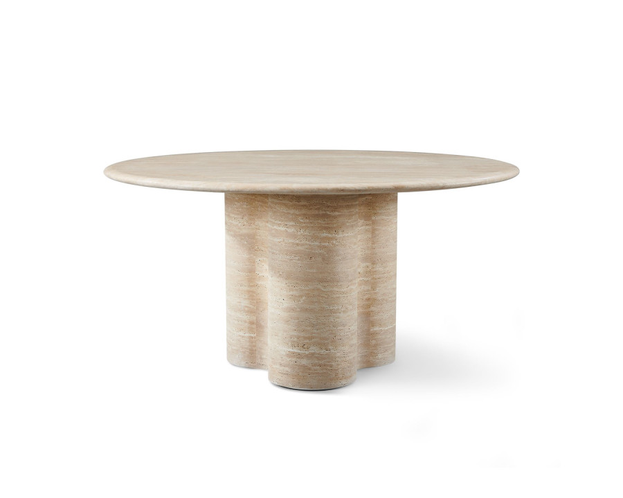 Harbour Porto Travertine Round Dining Table 60" - Travertine Natural